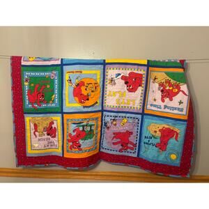 vintage handmade Clifford the big red dog quilt blanket